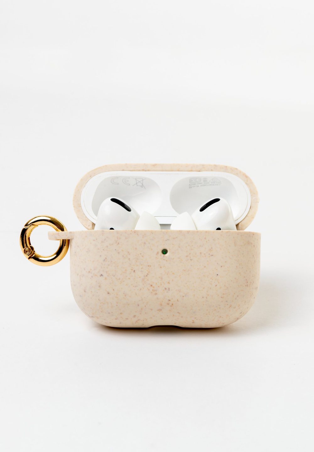 Biodegradable AirPod Pro case in nude with gold ring