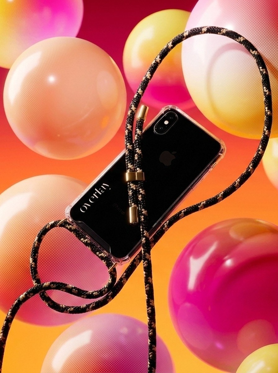 Camouflage cord chain on pink and yellow balloons