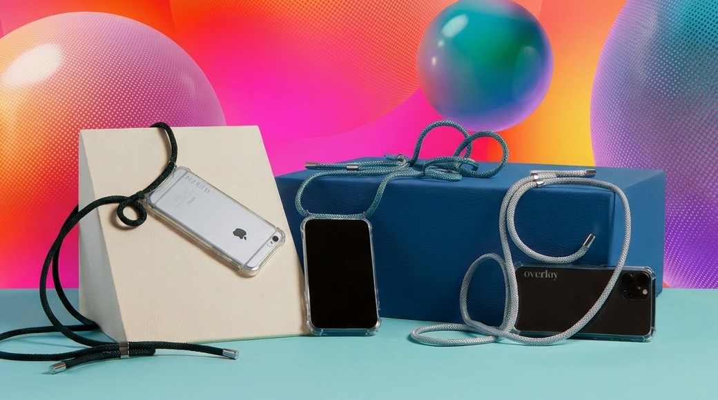overlay official campaign — phone necklaces with colorful balloons