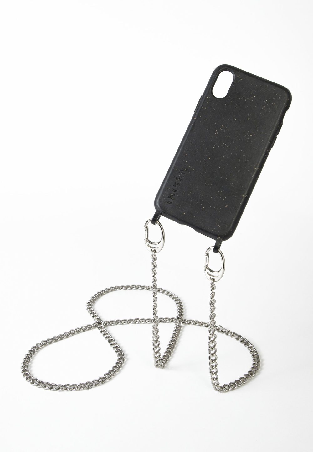 Mister T. silver chain on black biodegradable case