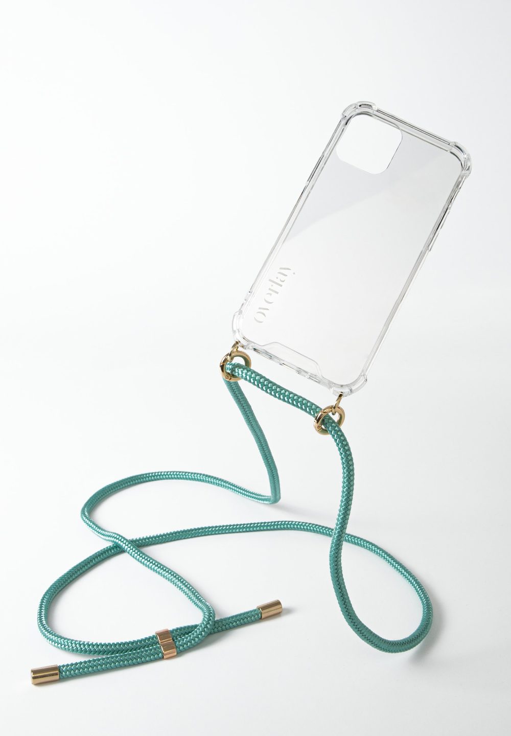 Pastel mint cord phone necklace — view 2