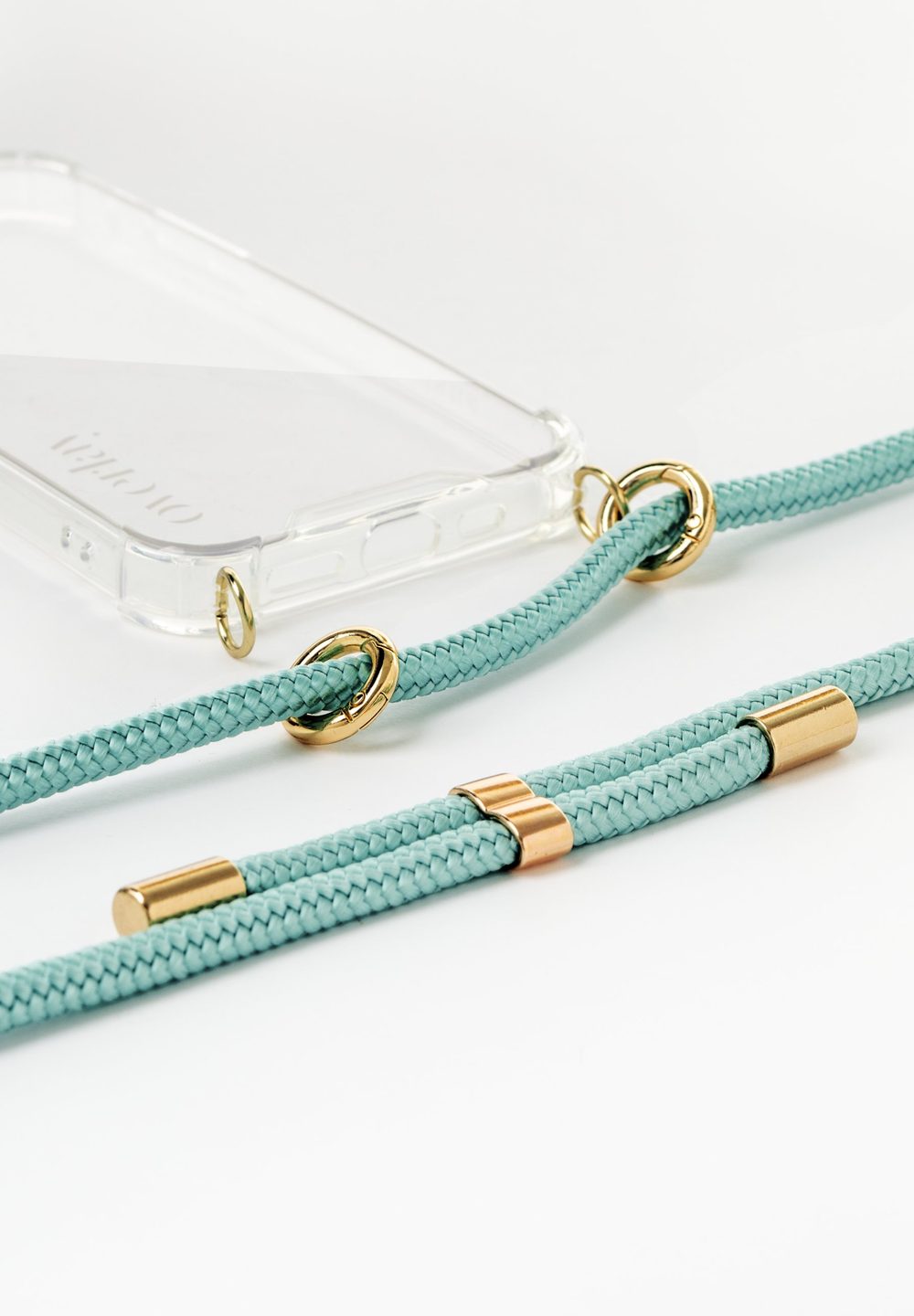 Pastel mint cord phone necklace — view 3