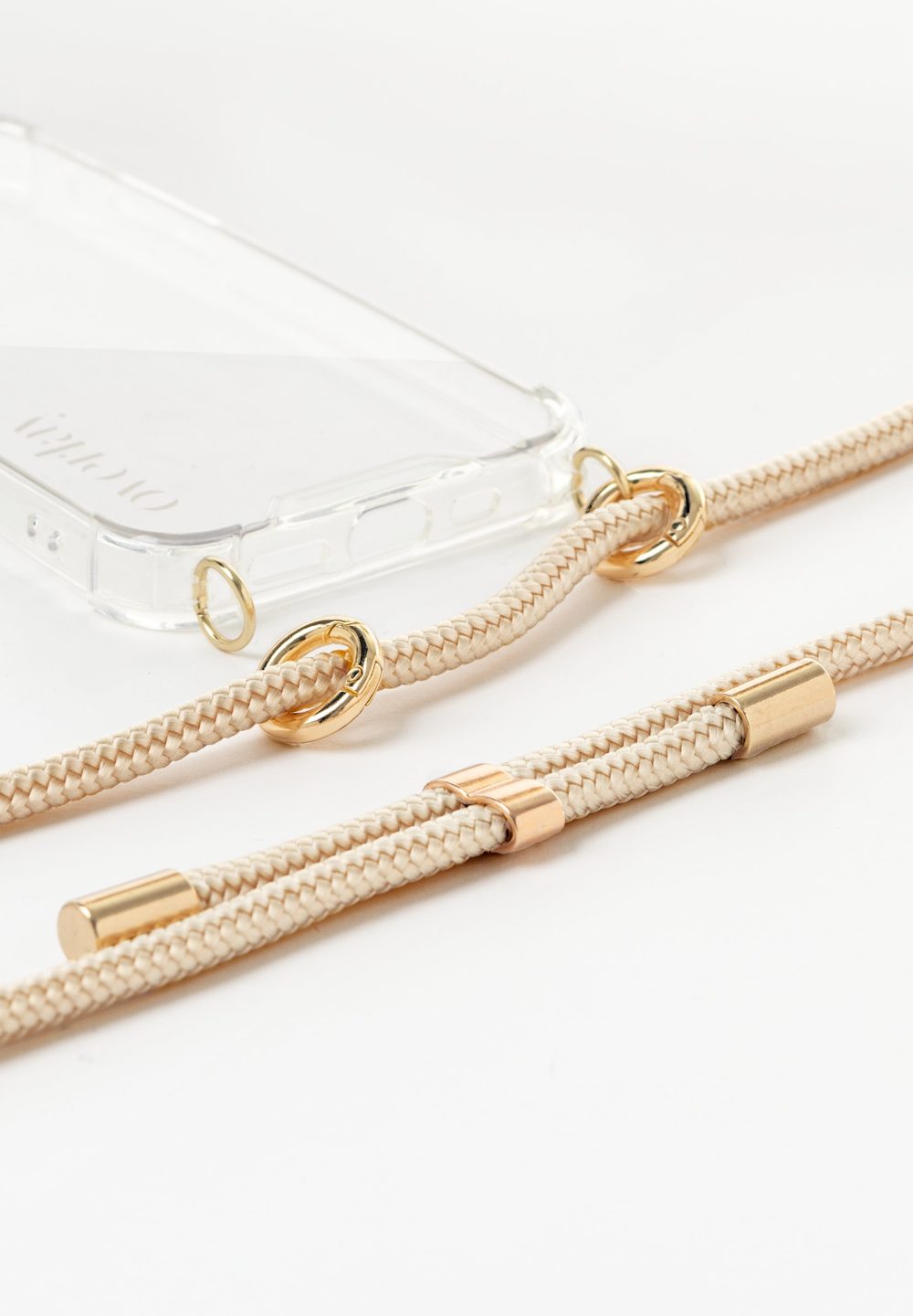 Shiny gold cord phone necklace — view 2