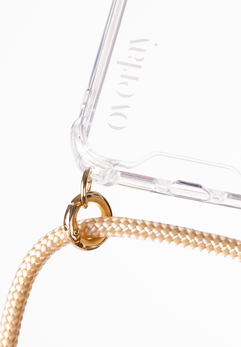 Shiny gold cord phone necklace — view 3
