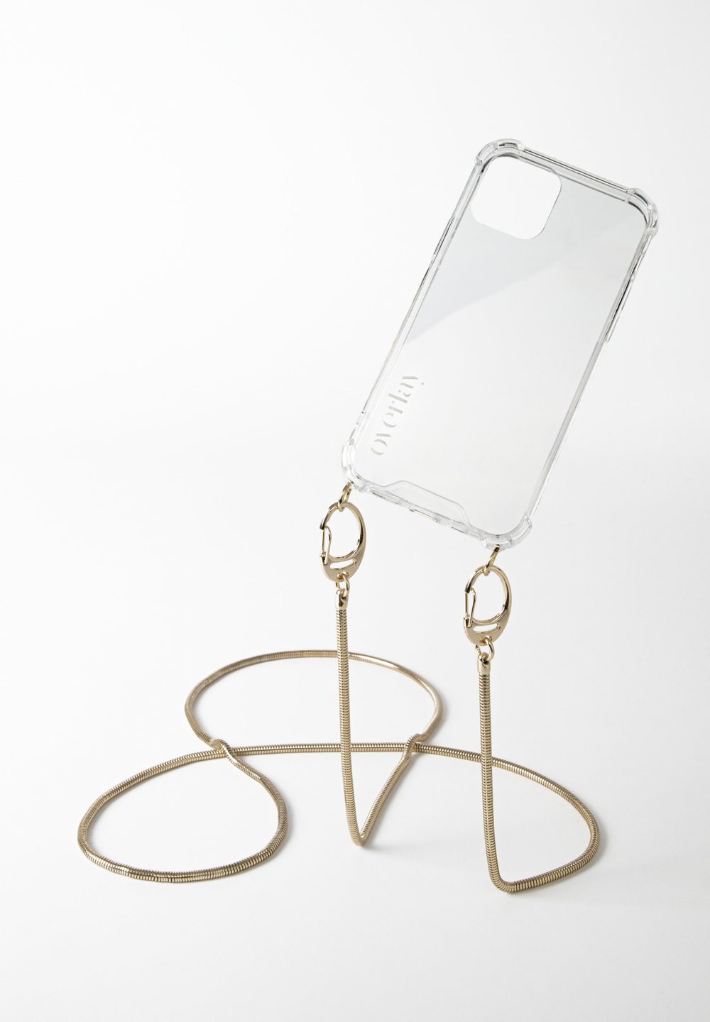 Gold snake chain phone necklace — view 2